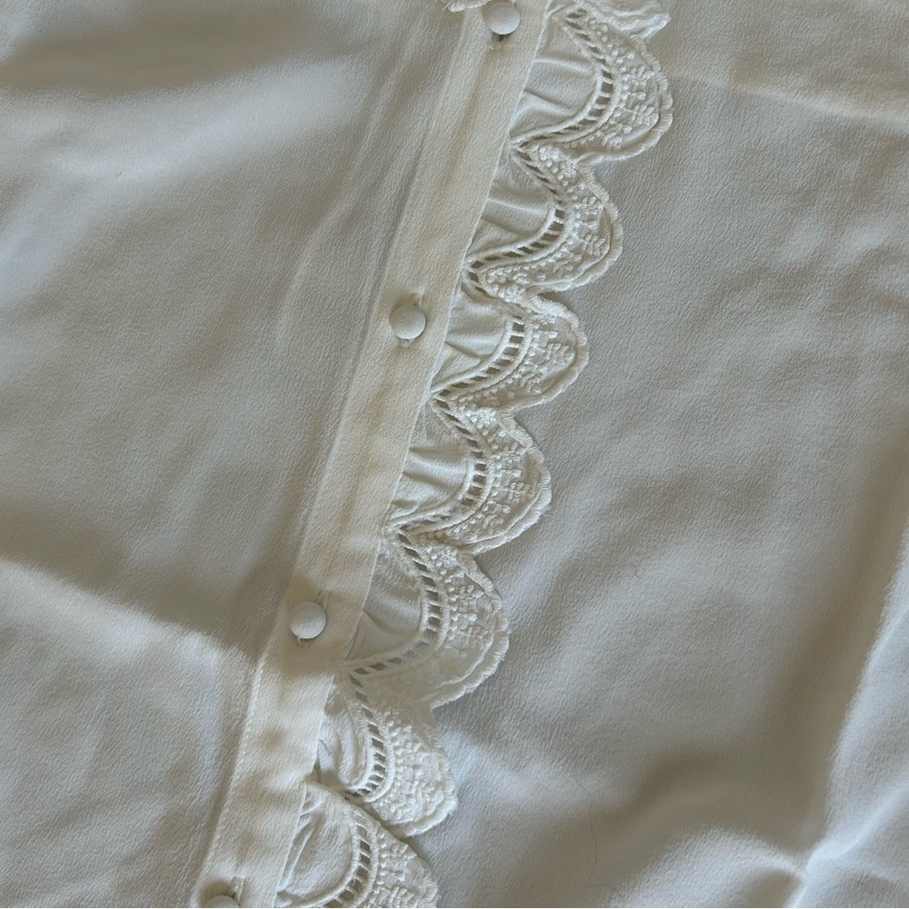 BEST Sezane Chlo Silk Blouse Ecru Ivory White French Classic Causal FR38/US6 - Picture 10 of 14